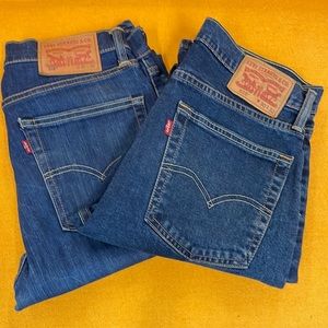 2 Pairs of Levi Strauss 510 Skinny Jeans Medium Wash 30/32